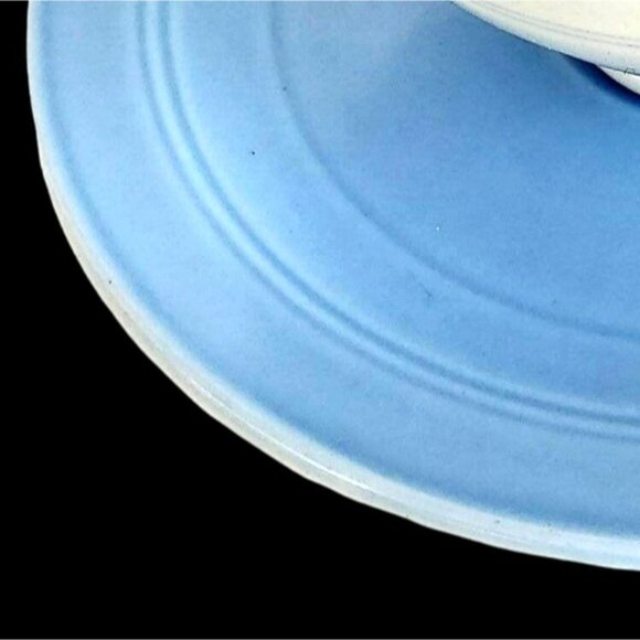 Vintage Saucer Vernon Kilns 1935 Blue White Matte Glaze Harry Bird Pottery Eveni - Picture 2 of 4